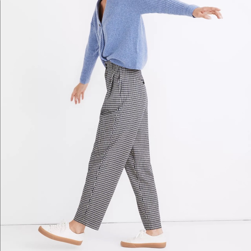 NWT Madewell Pleated Taper Wide-Leg Pants in Houndstooth - Picture 2 of 7